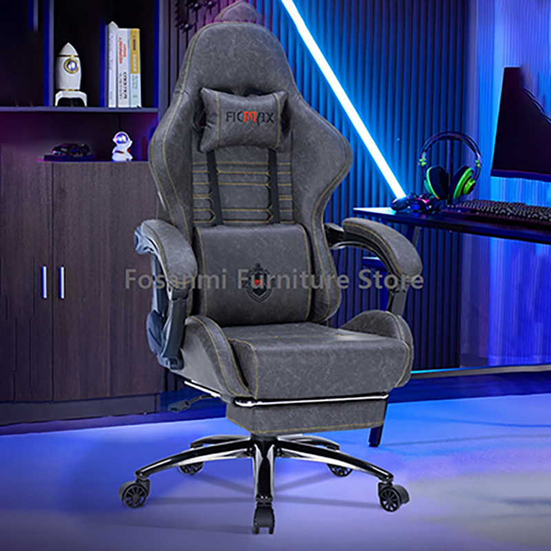 Retro Gaming Desk - Chaise d'ordinateur de jeu en cuir