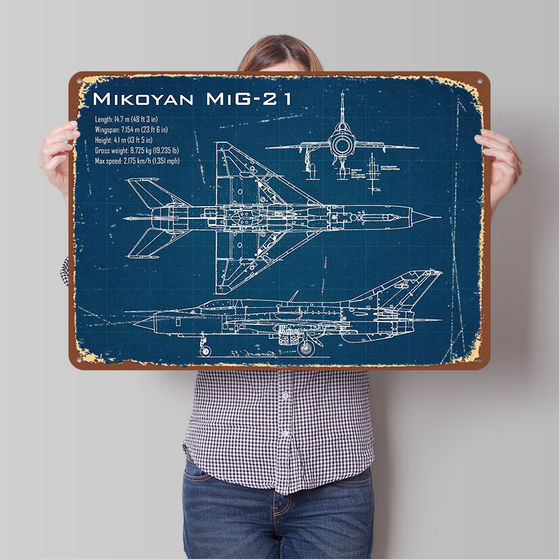 Retro Gaming Desk - Affiche murale personnalisée avec avion Mig