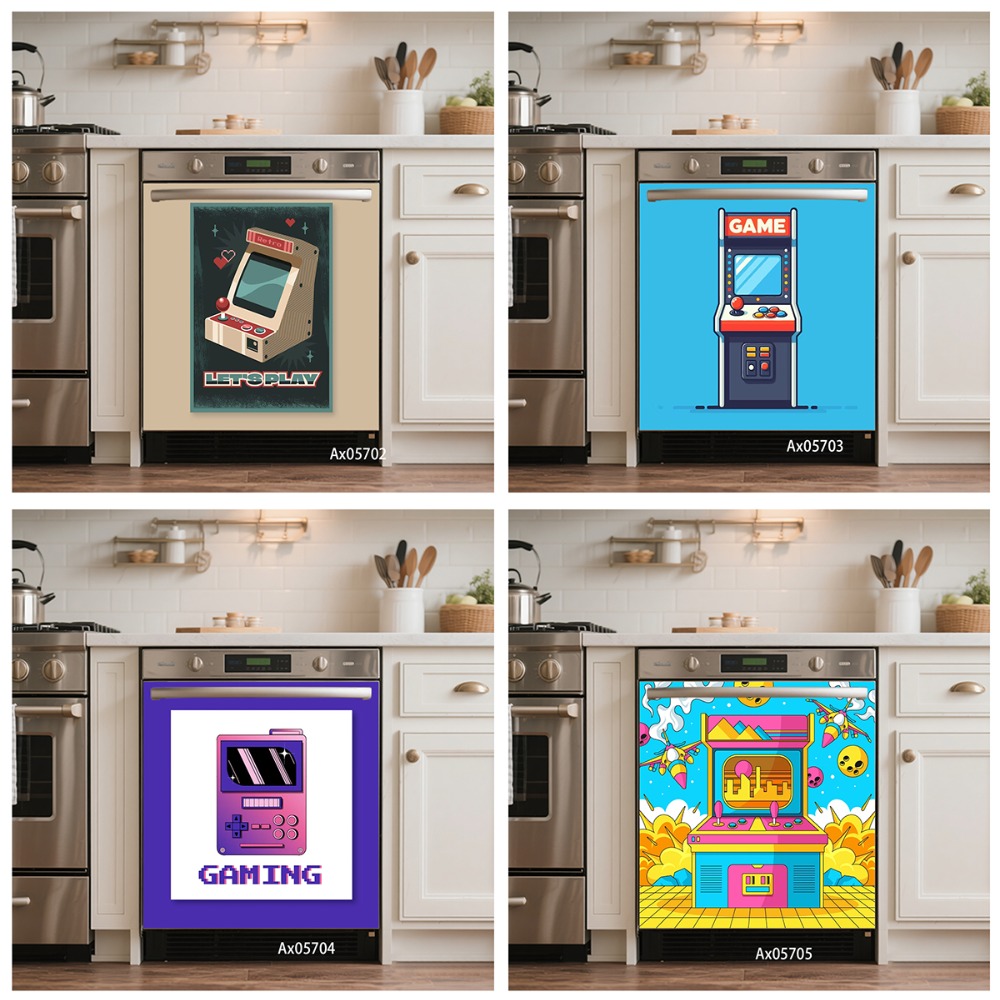 Retro Gaming Arcade Console - Autocollant de porte de lave-vaisselle style